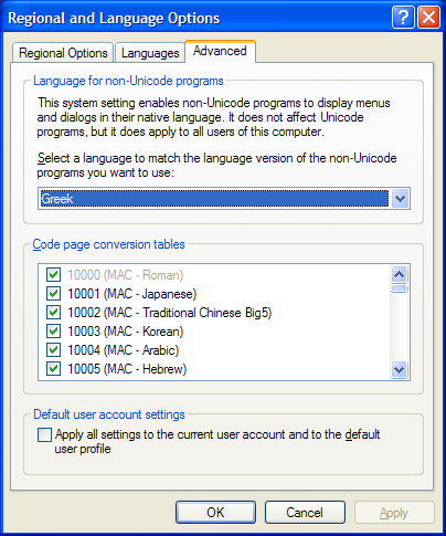 StarReminder Regional and Language options  - Language fot non-Unicode programs