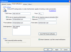 Configure SMTP settings for sending email reminders